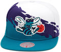 Mitchell & Ness Charlotte Hornets Paintbrush Snapback Hat Adjustable Cap HWC - Teal/Purple/White