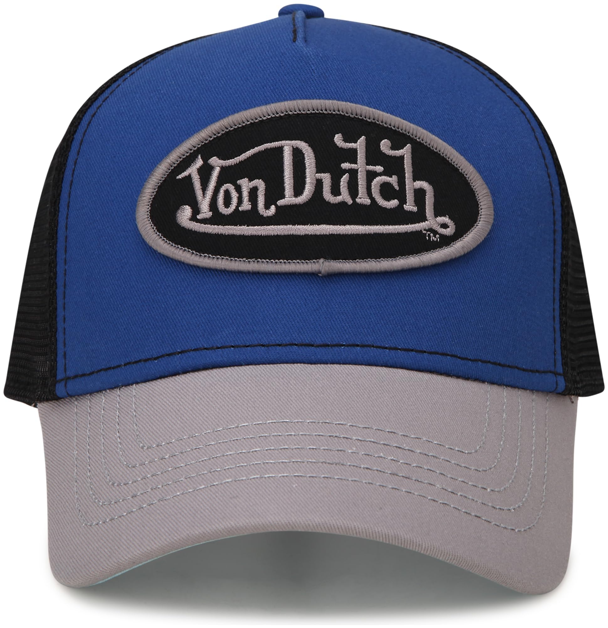 Von Dutch Unisex Trucker Hat - Curved Bill Mesh Back Retro Classic Colorblock Snapback Baseball Cap for Men and Women