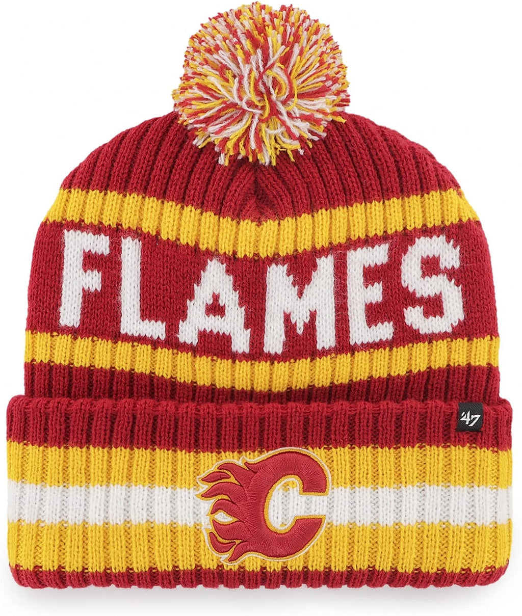 47 NHL Unisex-Adult Team Color Officially Licensed Primary Logo Bering Sport Knit Cuffed Pom Beanie Cold Weather Hat