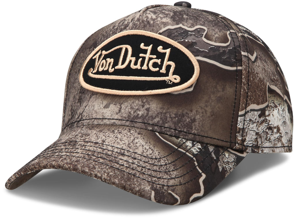 Von Dutch Mens & Womens Trucker Hat - Adjustable Snapback Curved Brim Realtree Camo Hunting Baseball Cap for Men and Women, Size One Size, Realtree Brown Logo