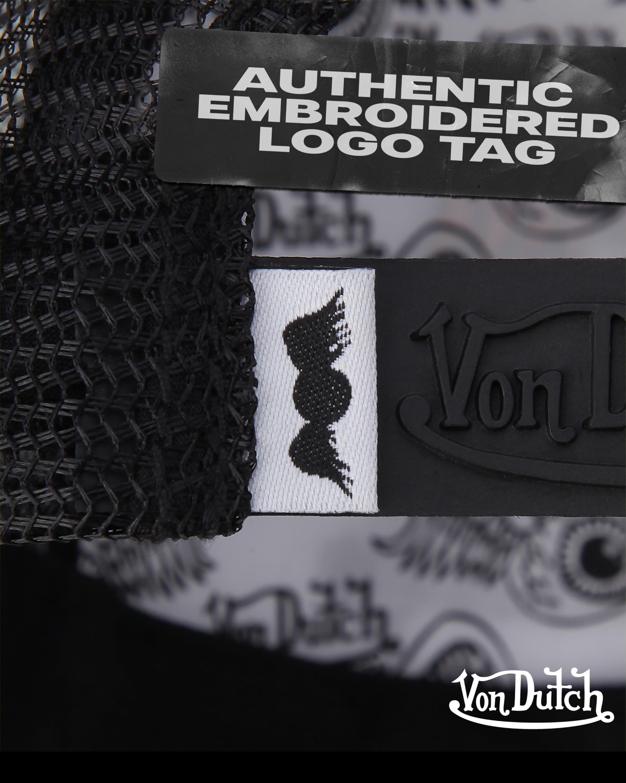 Von Dutch Monogram Trucker Cap - Retro Snapback Cap for Men and Women - Adjustable Snap Fit Panel, Mesh Rear, Curved Bill