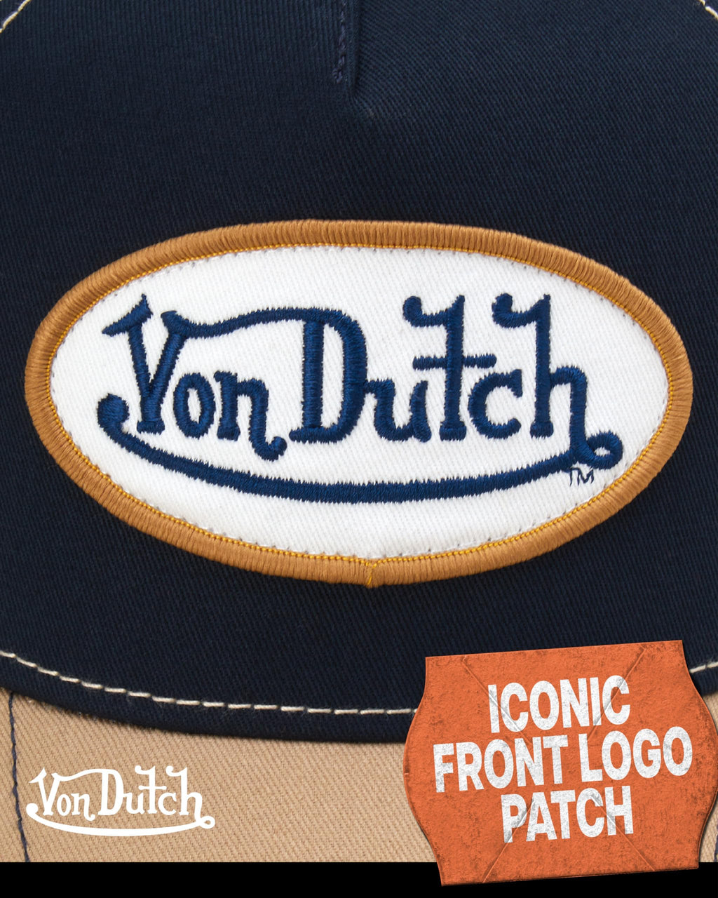 Von Dutch Unisex Trucker Hat - Curved Bill Mesh Back Retro Classic Colorblock Snapback Baseball Cap for Men and Women