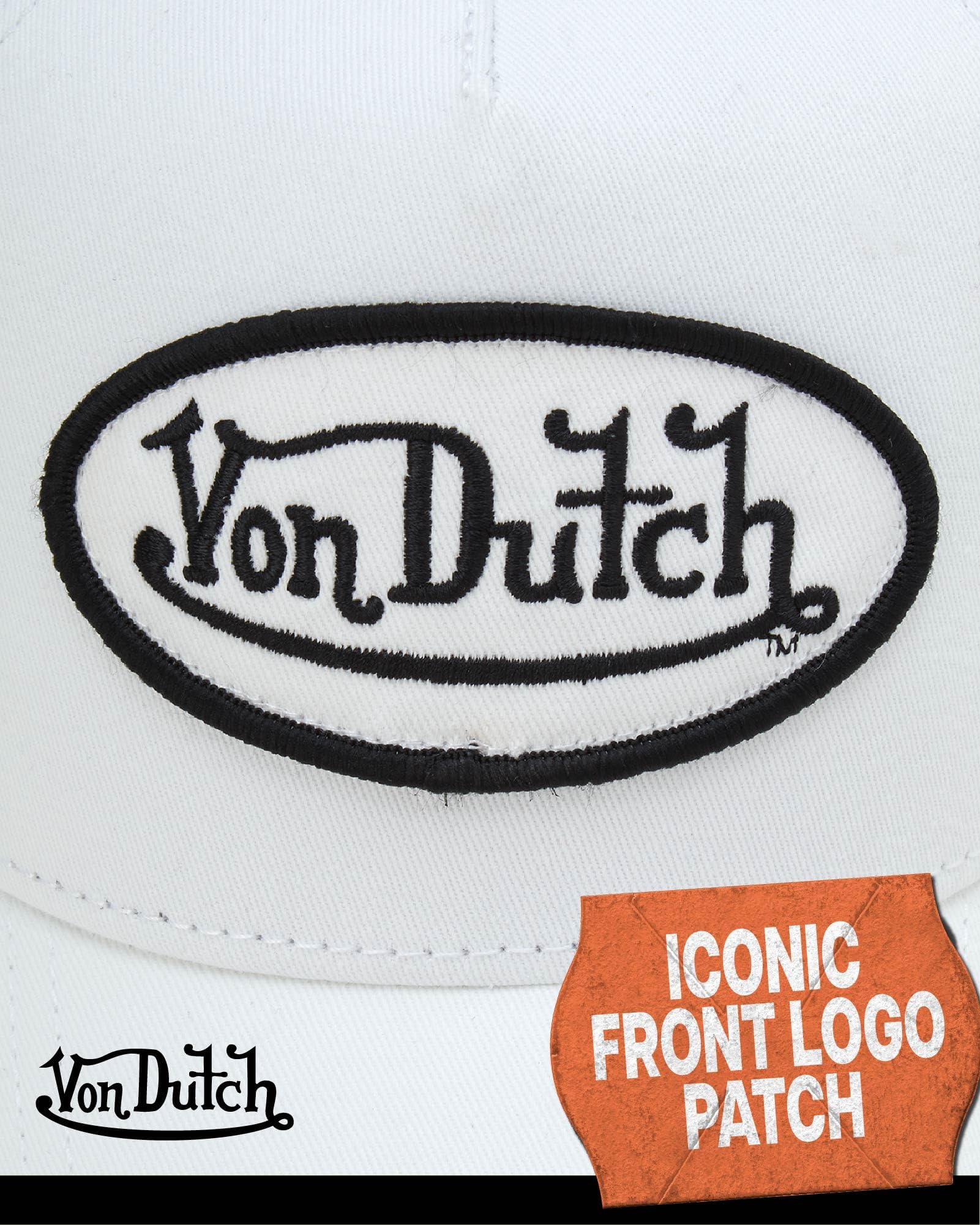 Von Dutch Unisex Trucker Hat - Retro Classic Solid Color Mesh Back Snapback Baseball Cap for Men & Women, Size One Size, White