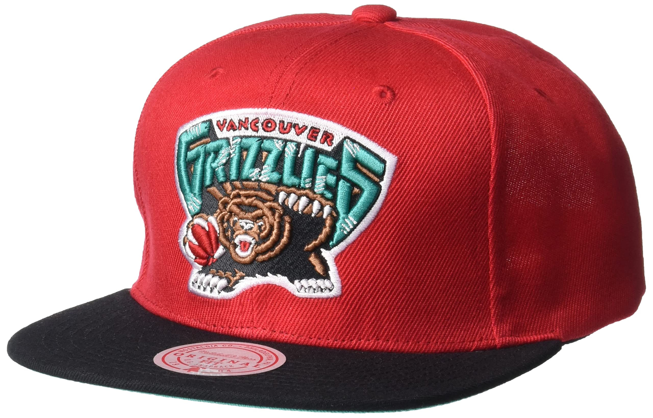 Mitchell & Ness Vancouver Grizzlies Core Basic Snapback Adjustable Hat Cap - Red and Black