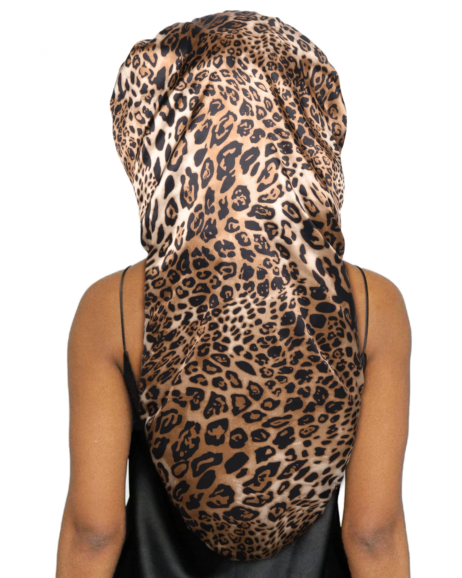 YANIBEST Satin Sleep Bonnet for Natural Hair - Extra Double Layer Long Adjustable Silk Hair Bonnet for Braids, Locs, Curls - Women’s Night Hair Protection Cap