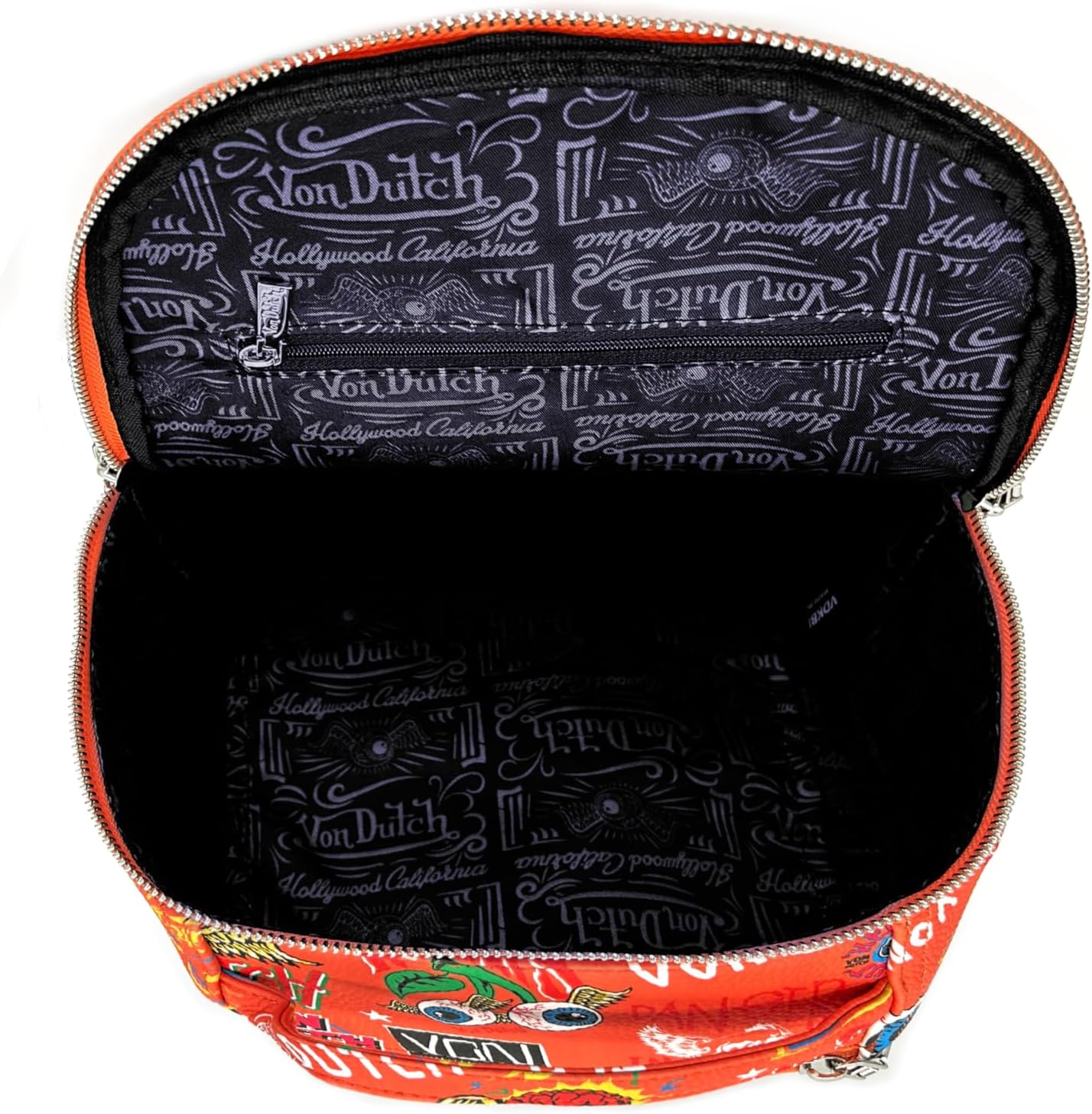 Von Dutch Small Backpack – Stylish Multi‑Purpose Backpack with Front Zip Pocket, Adjustable Straps, and Durable Design (Orange Jax)