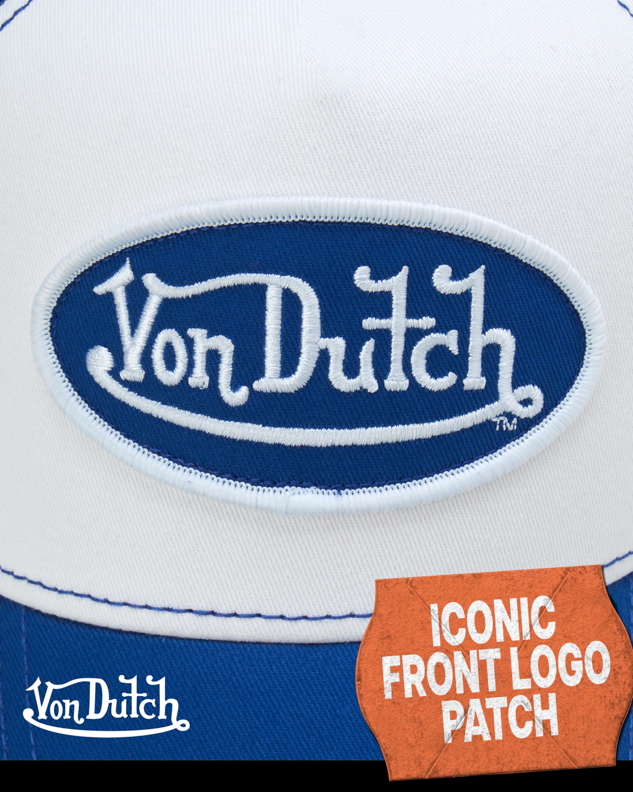 Von Dutch Unisex Trucker Hat - Curved Bill Mesh Back Retro Classic Colorblock Snapback Baseball Cap for Men and Women