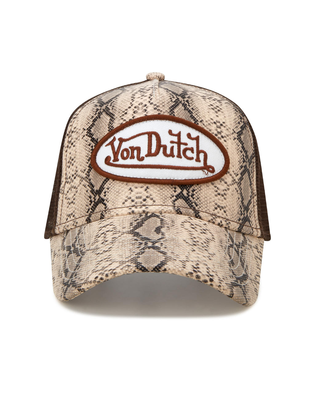 Von Dutch Monogram Trucker Cap - Retro Snapback Cap for Men and Women - Adjustable Snap Fit Panel, Mesh Rear, Curved Bill