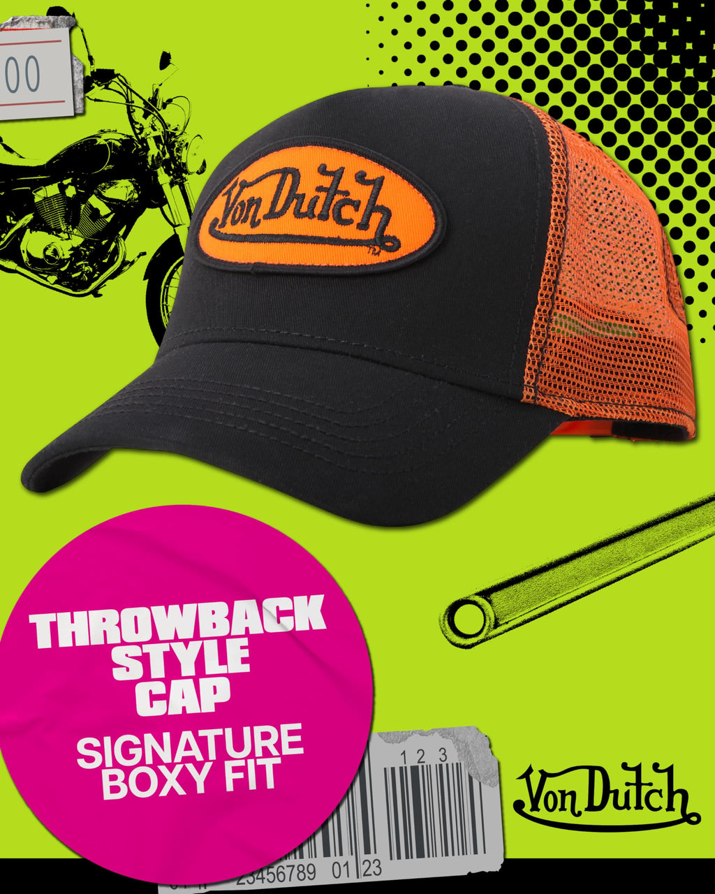 Von Dutch Unisex Trucker Hat - Curved Bill Mesh Back Retro Classic Colorblock Snapback Baseball Cap for Men and Women
