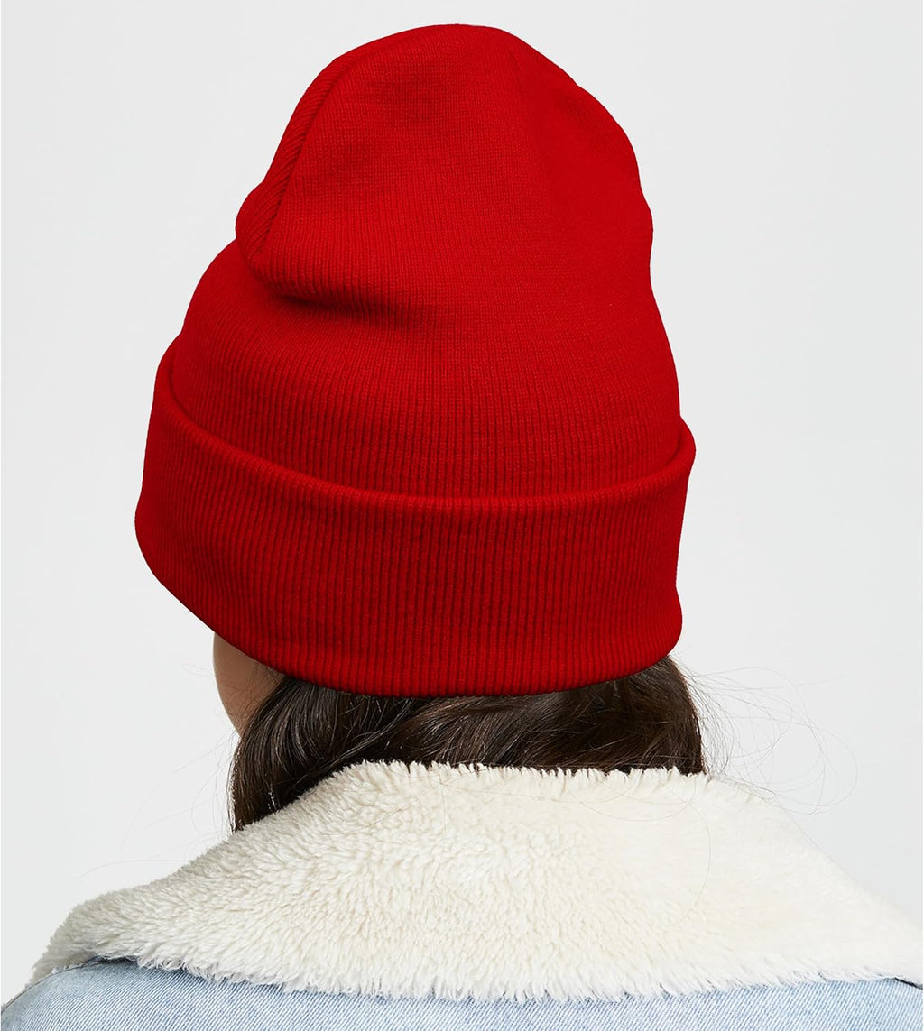 Vintage Classic Sports Embroidered Beanie Hat Cuffed Winter Hat Knit