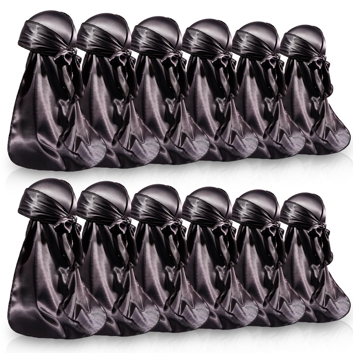 ForceWave 12 Pieces Silky Durag for Men Women Satin Durags for 360 Waves