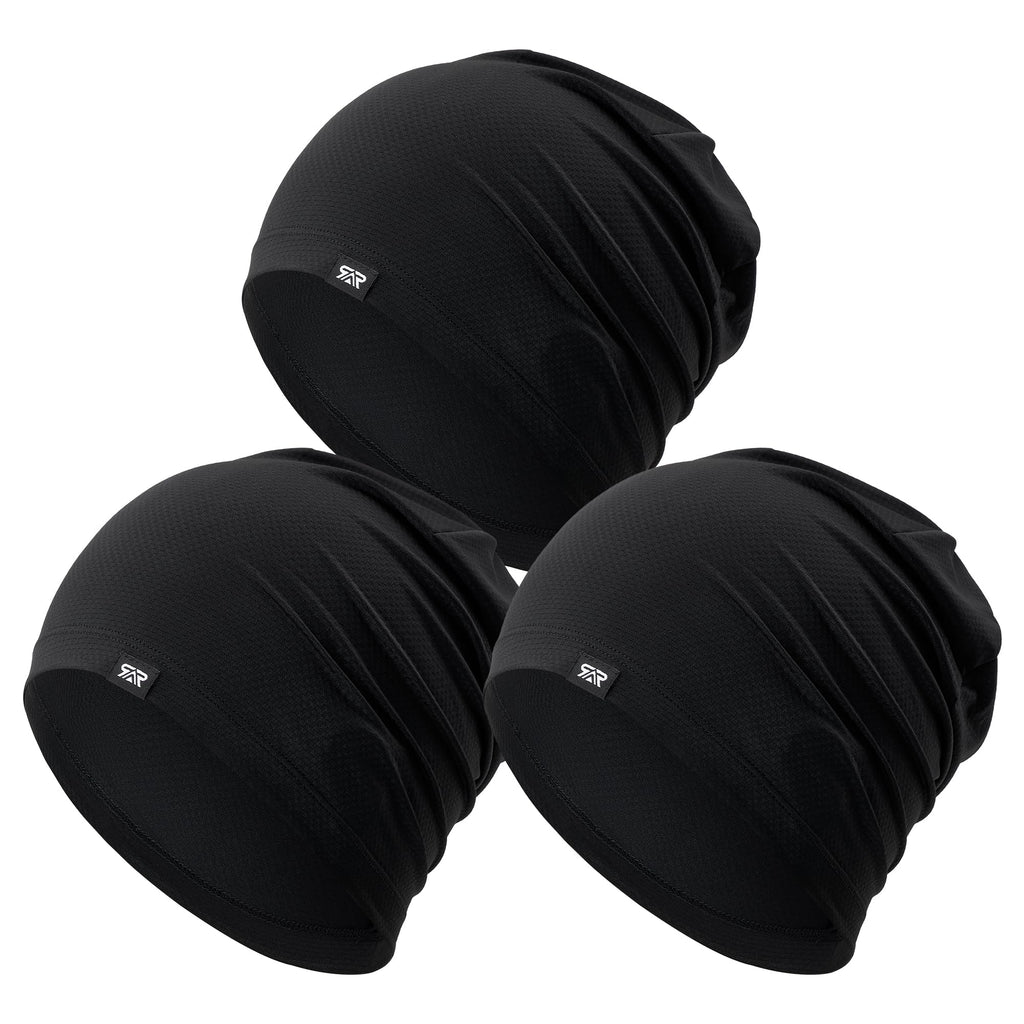QINGLONGLIN 3Pcs Cooling Skull Cap for Men Women-Lightweight Breathable Beanie Hat, Thin Quick Dry Running Cap for Cycling