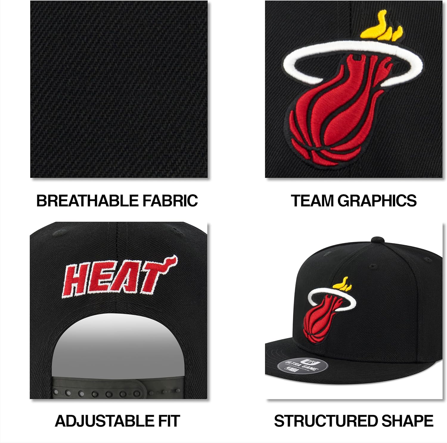 Ultra Game Men’s NBA Official Twill Snap Back Ultimate Baseball Cap Hat
