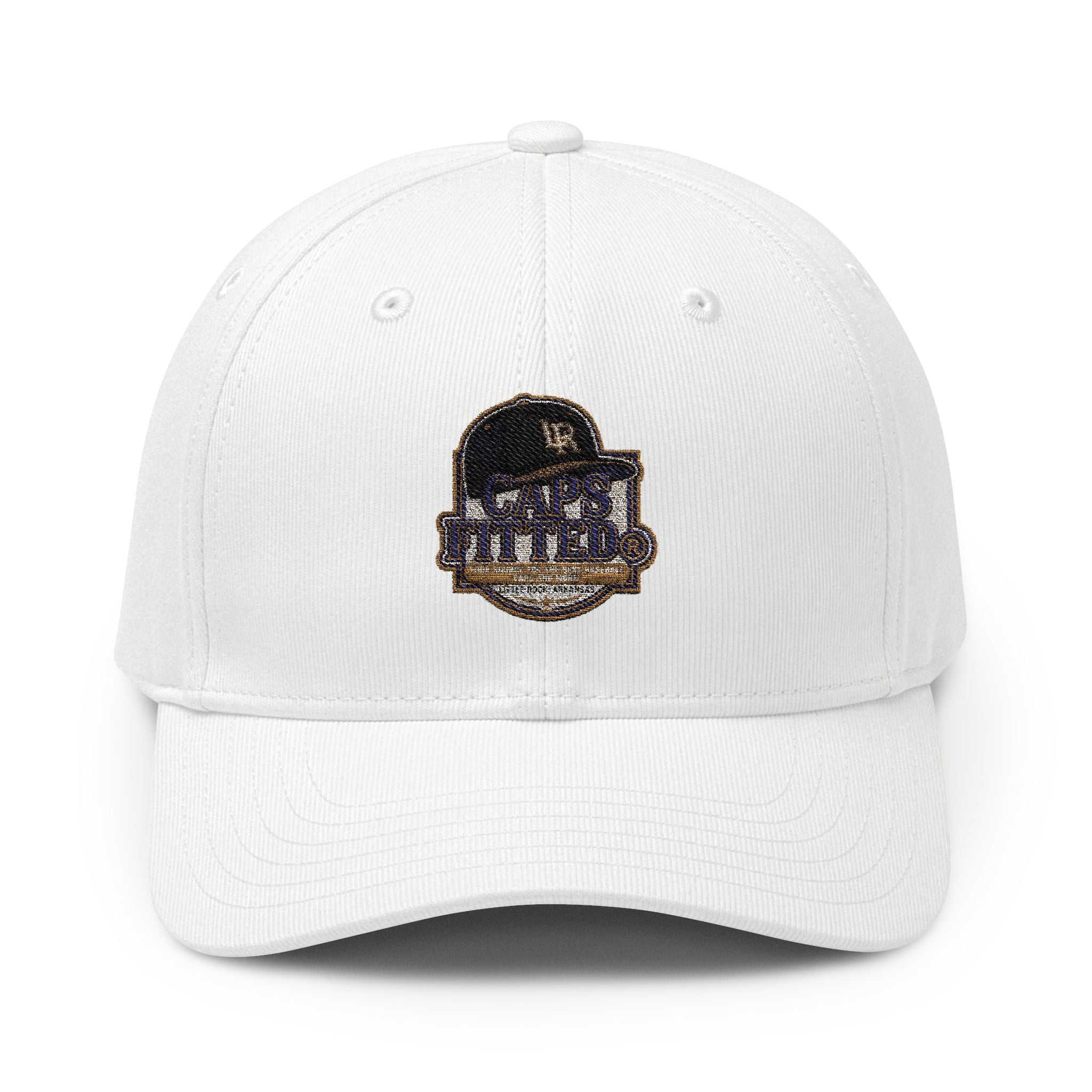 Caps Fitted Embroidered Sequin Logo Cap — White Adjustable Baseball Hat