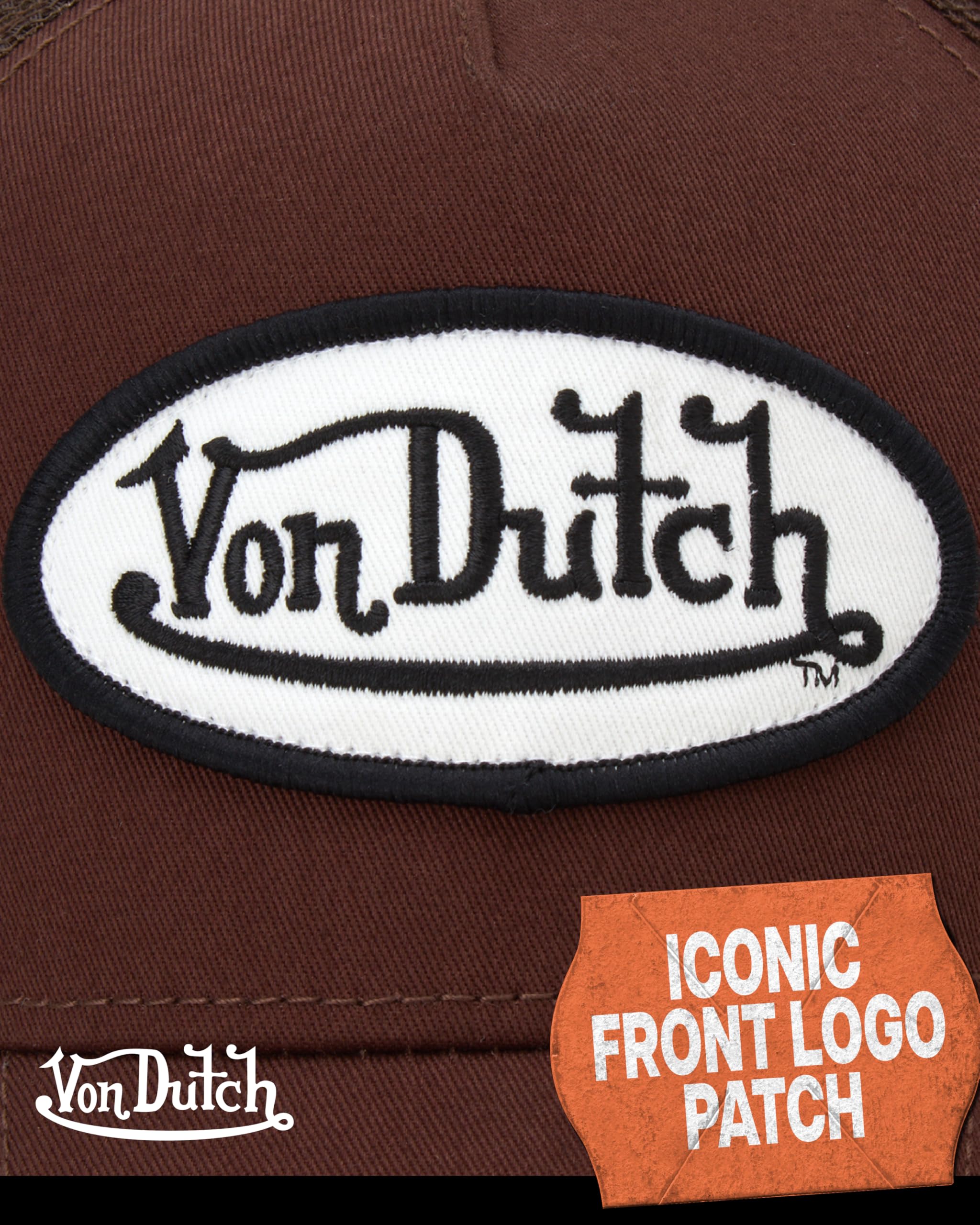 Von Dutch Unisex Trucker Hat - Curved Bill Mesh Back Retro Classic Colorblock Snapback Baseball Cap for Men and Women