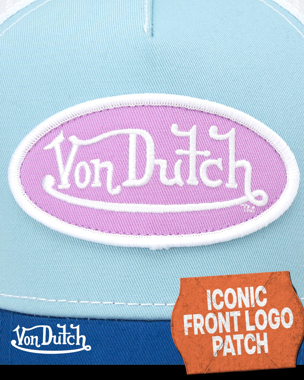 Von Dutch Unisex Trucker Hat - Curved Bill Mesh Back Retro Classic Colorblock Snapback Baseball Cap for Men and Women