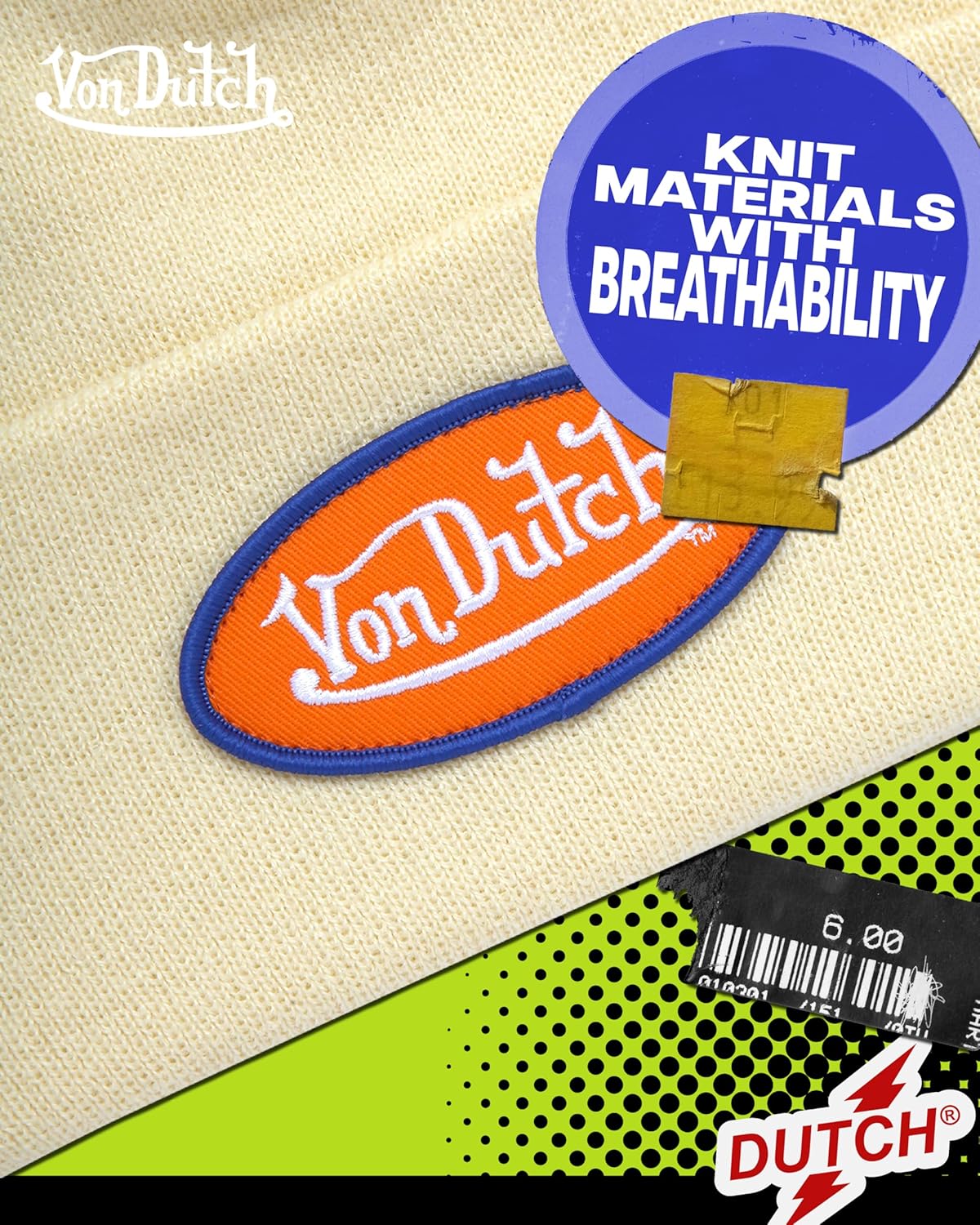 Von Dutch Womens Beanie Hat - Soft Cuffed Knitted Skull Cap Graphic Winter Beanie for Women with Embroidered Logo