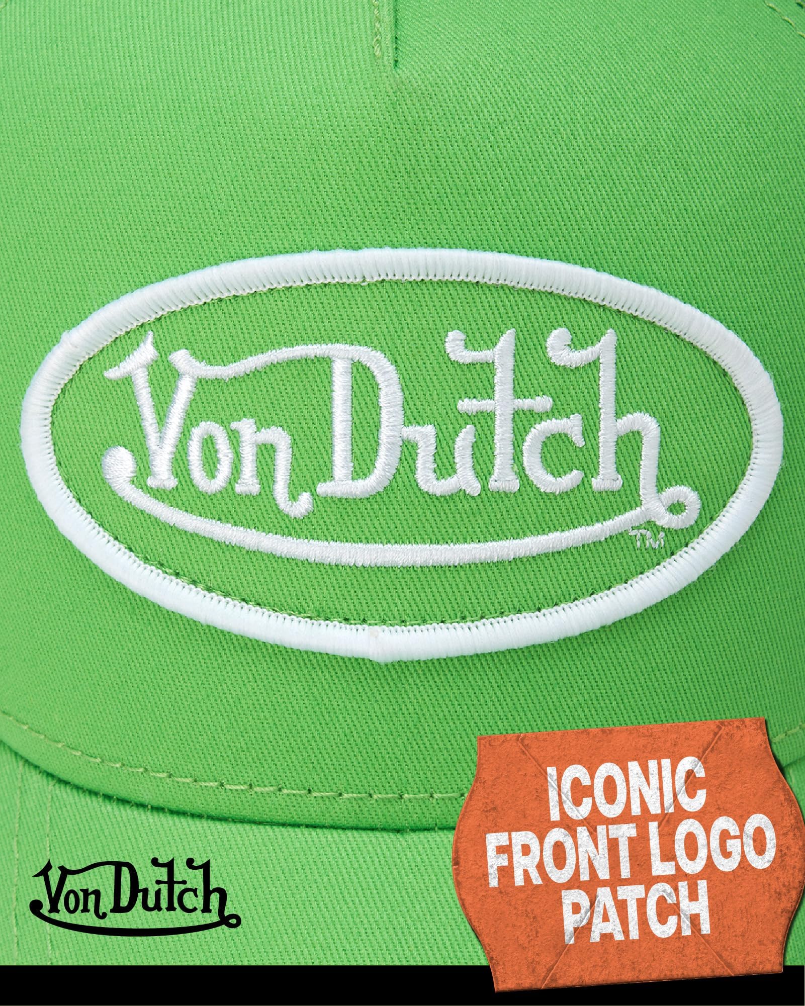 Von Dutch Unisex Trucker Hat - Retro Classic Solid Color Mesh Back Snapback Baseball Cap for Men & Women, Size One Size, Bright Green