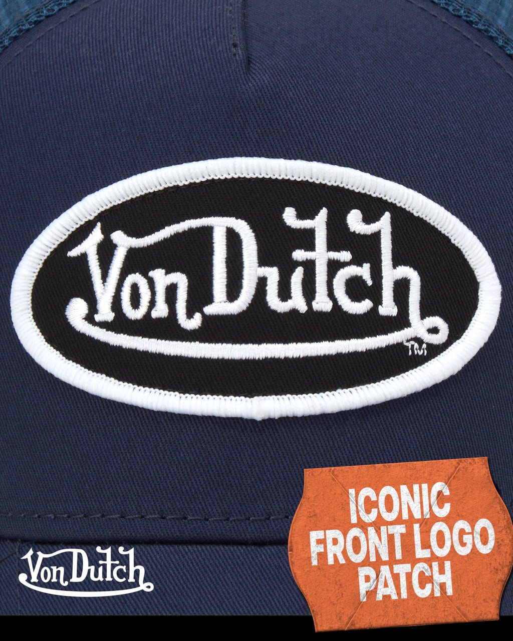 Von Dutch Unisex Trucker Hat - Curved Bill Mesh Back Retro Classic Colorblock Snapback Baseball Cap for Men and Women