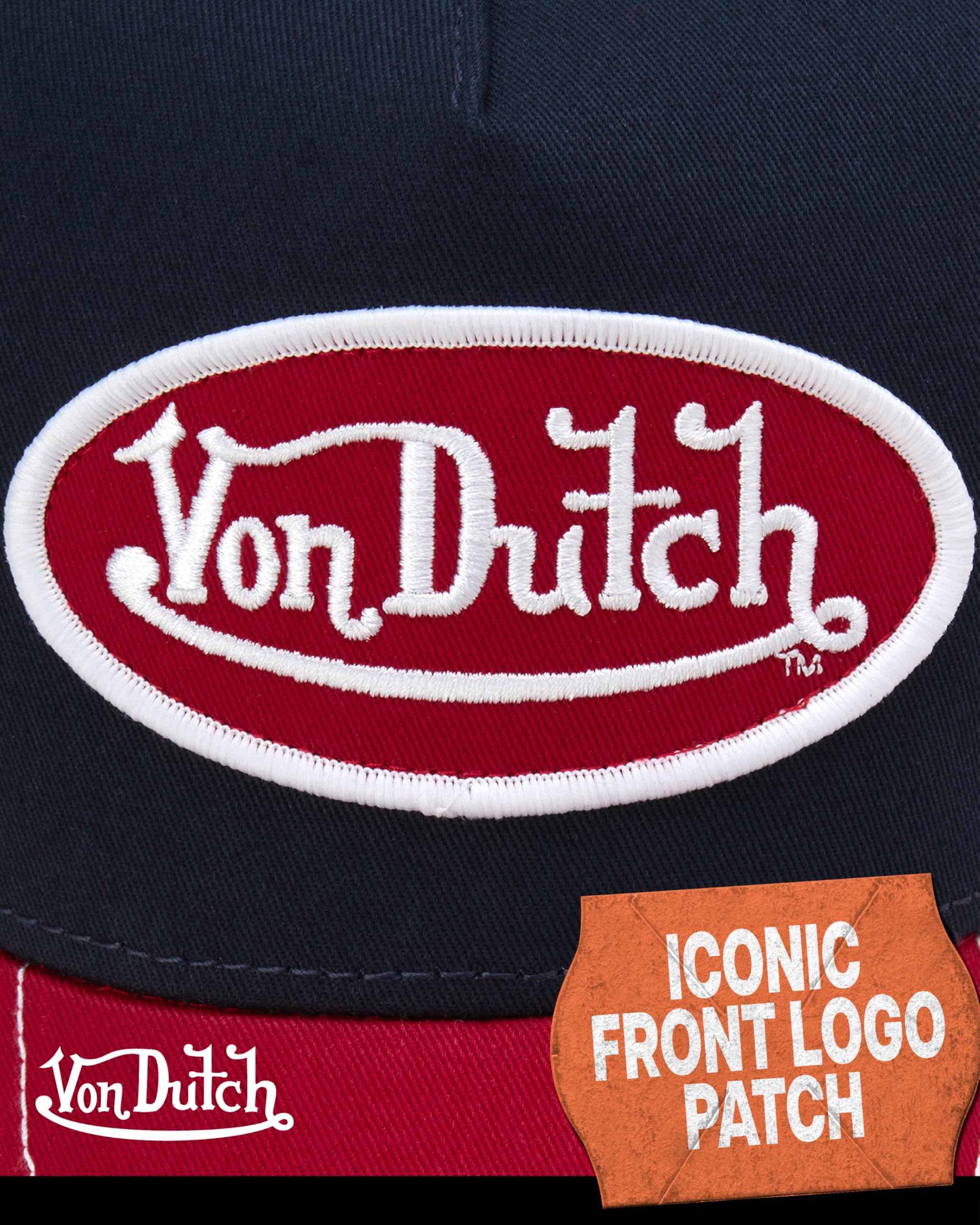Von Dutch Unisex Trucker Hat - Curved Bill Mesh Back Retro Classic Colorblock Snapback Baseball Cap for Men and Women