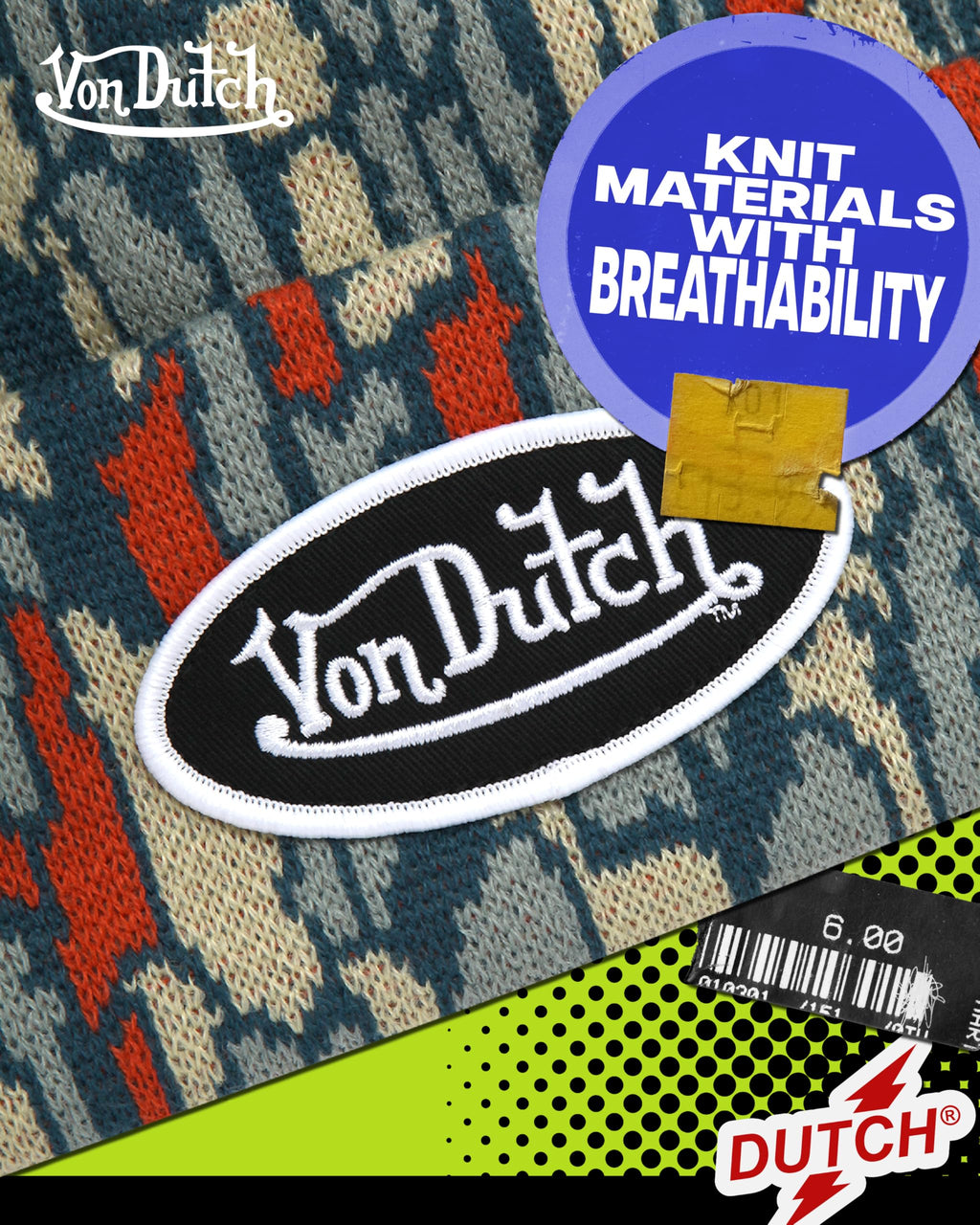 Von Dutch Womens Beanie Hat - Soft Cuffed Knitted Skull Cap Graphic Winter Beanie for Women with Embroidered Logo, Size One Size, Industrial Blue