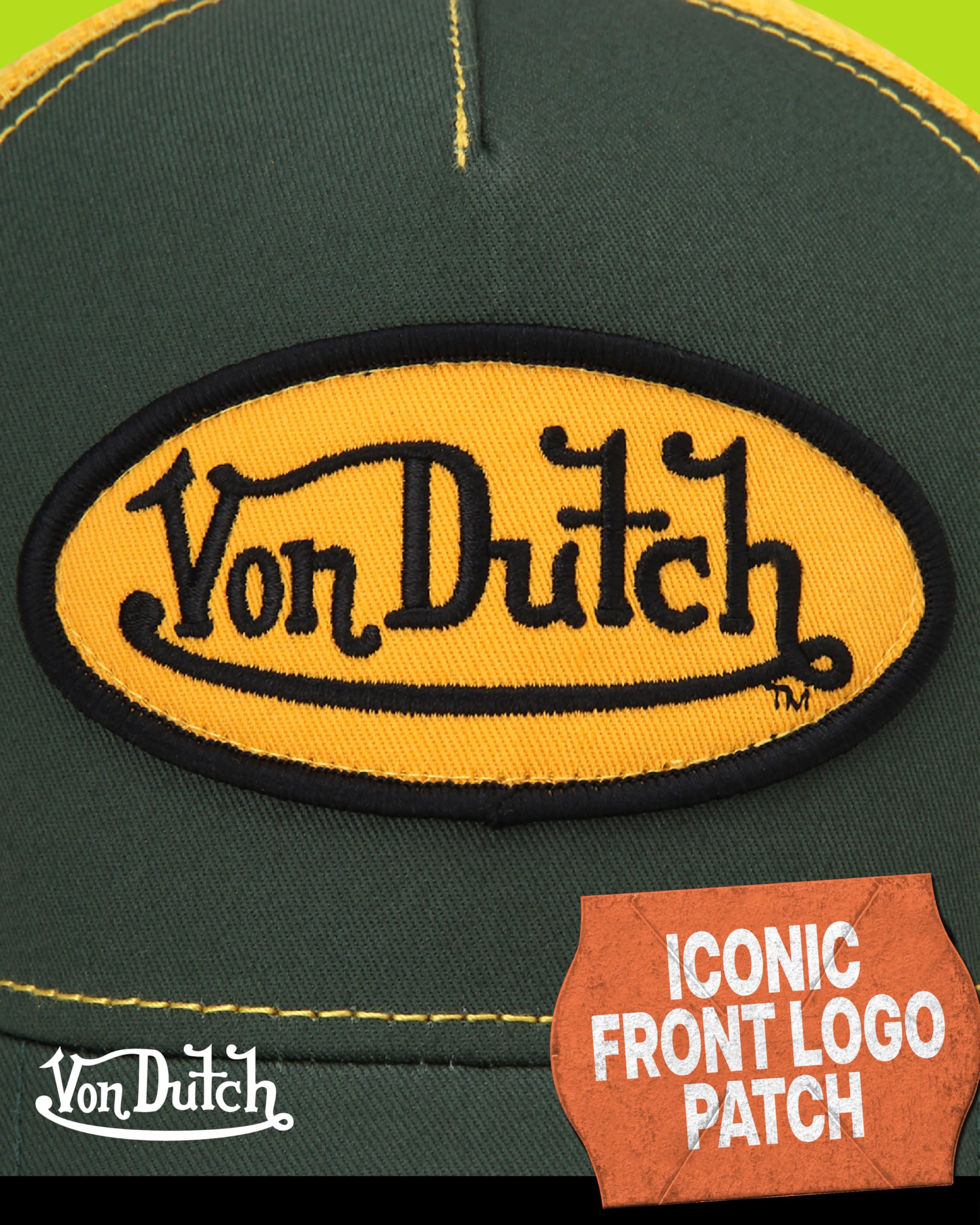 Von Dutch Unisex Trucker Hat - Curved Bill Mesh Back Retro Classic Colorblock Snapback Baseball Cap for Men and Women