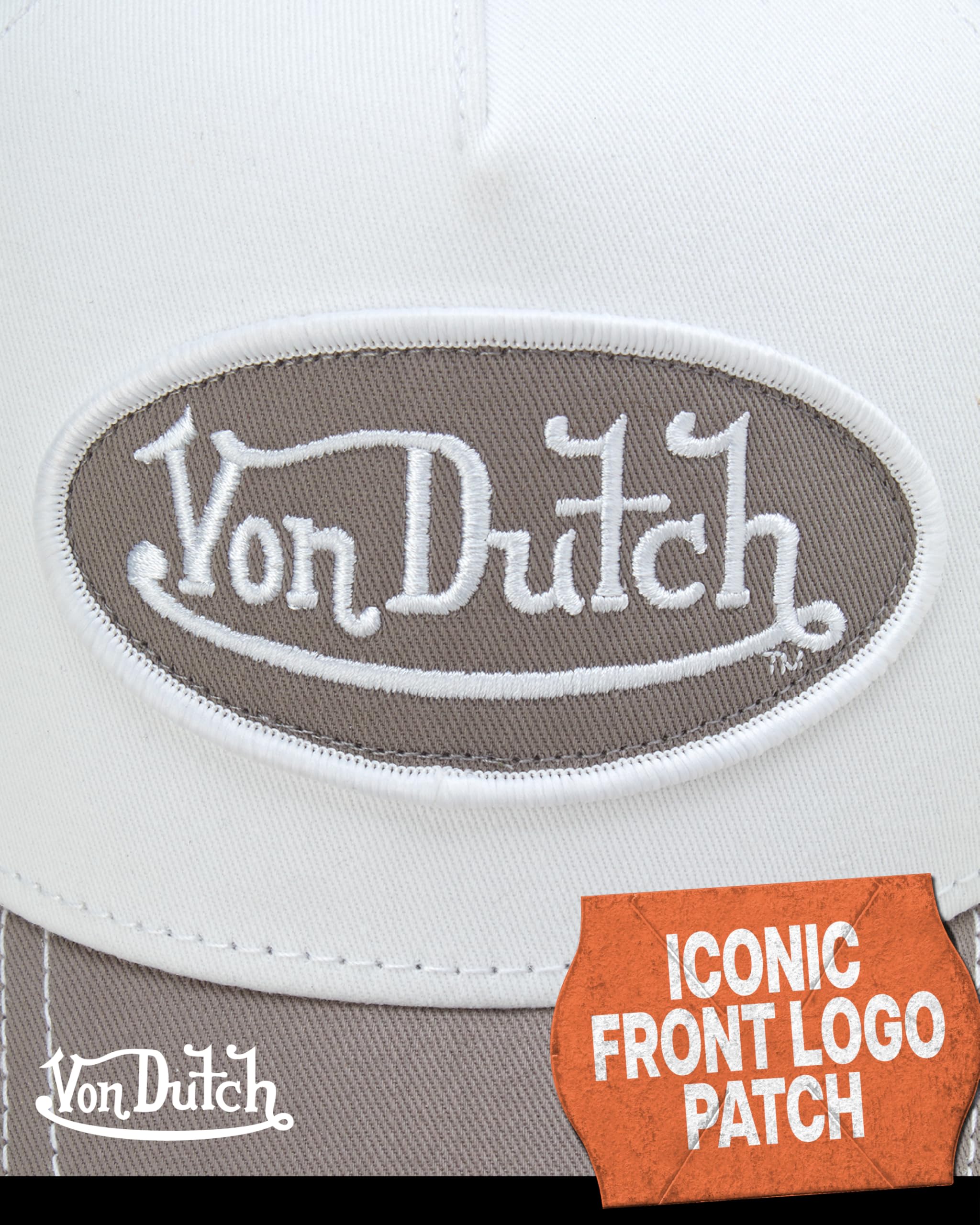 Von Dutch Unisex Trucker Hat - Curved Bill Mesh Back Retro Classic Colorblock Snapback Baseball Cap for Men and Women