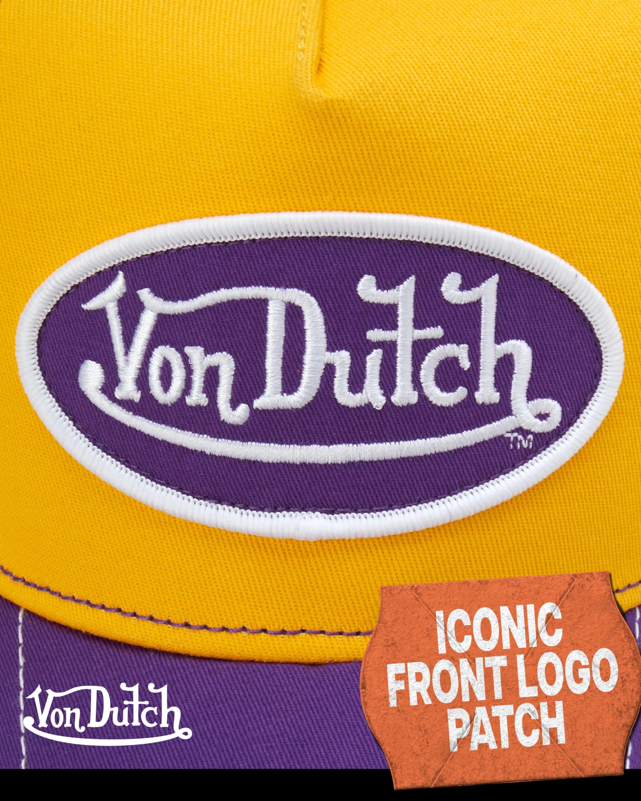 Von Dutch Unisex Trucker Hat - Curved Bill Mesh Back Retro Classic Colorblock Snapback Baseball Cap for Men and Women