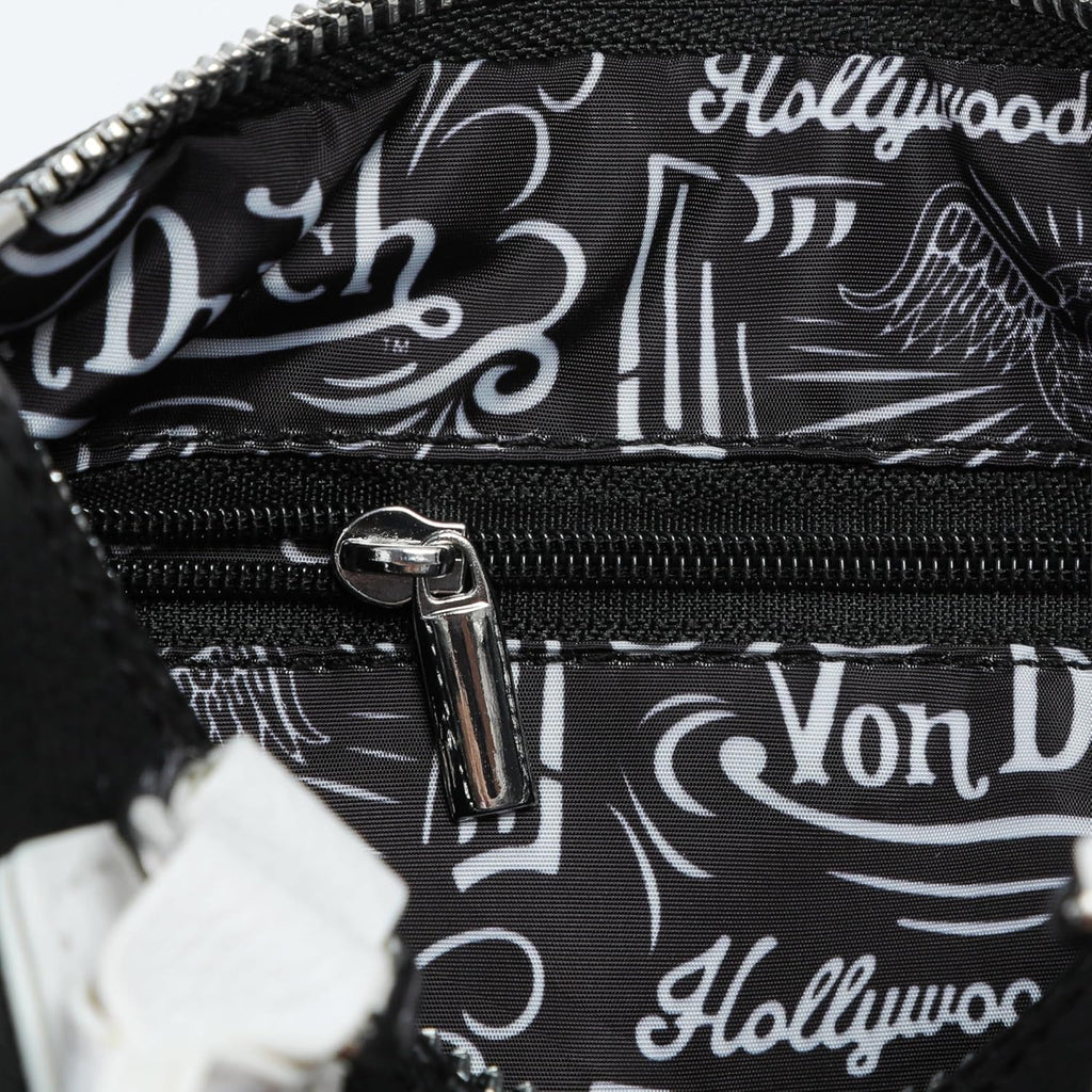 Von Dutch Core Hanna Bag | 6.5” Vegan Leather Mini Crossbody with Logo Hardware, Top Handles & Branded Interior Pouch