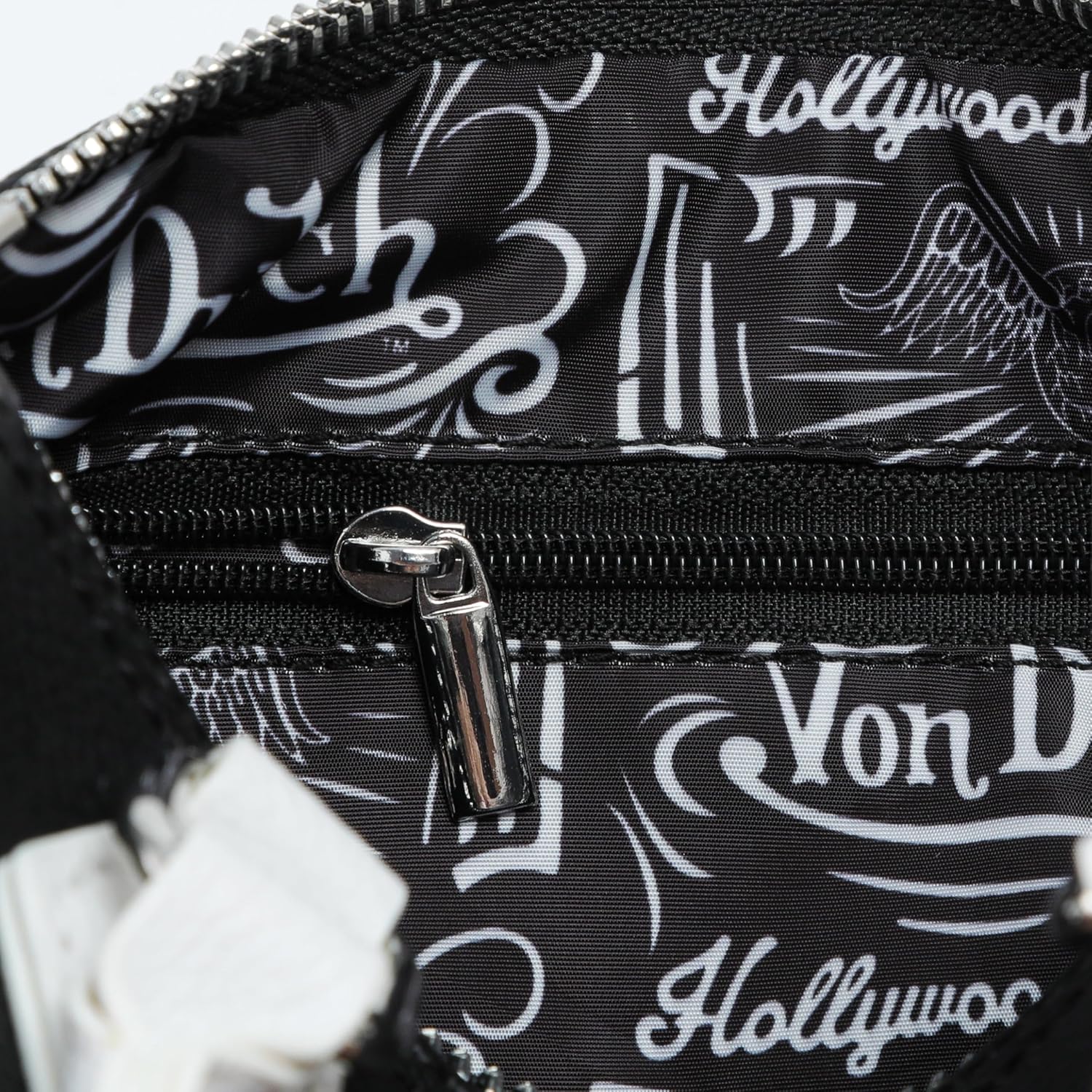 Von Dutch Core Hanna Bag | 6.5” Vegan Leather Mini Crossbody with Logo Hardware, Top Handles & Branded Interior Pouch