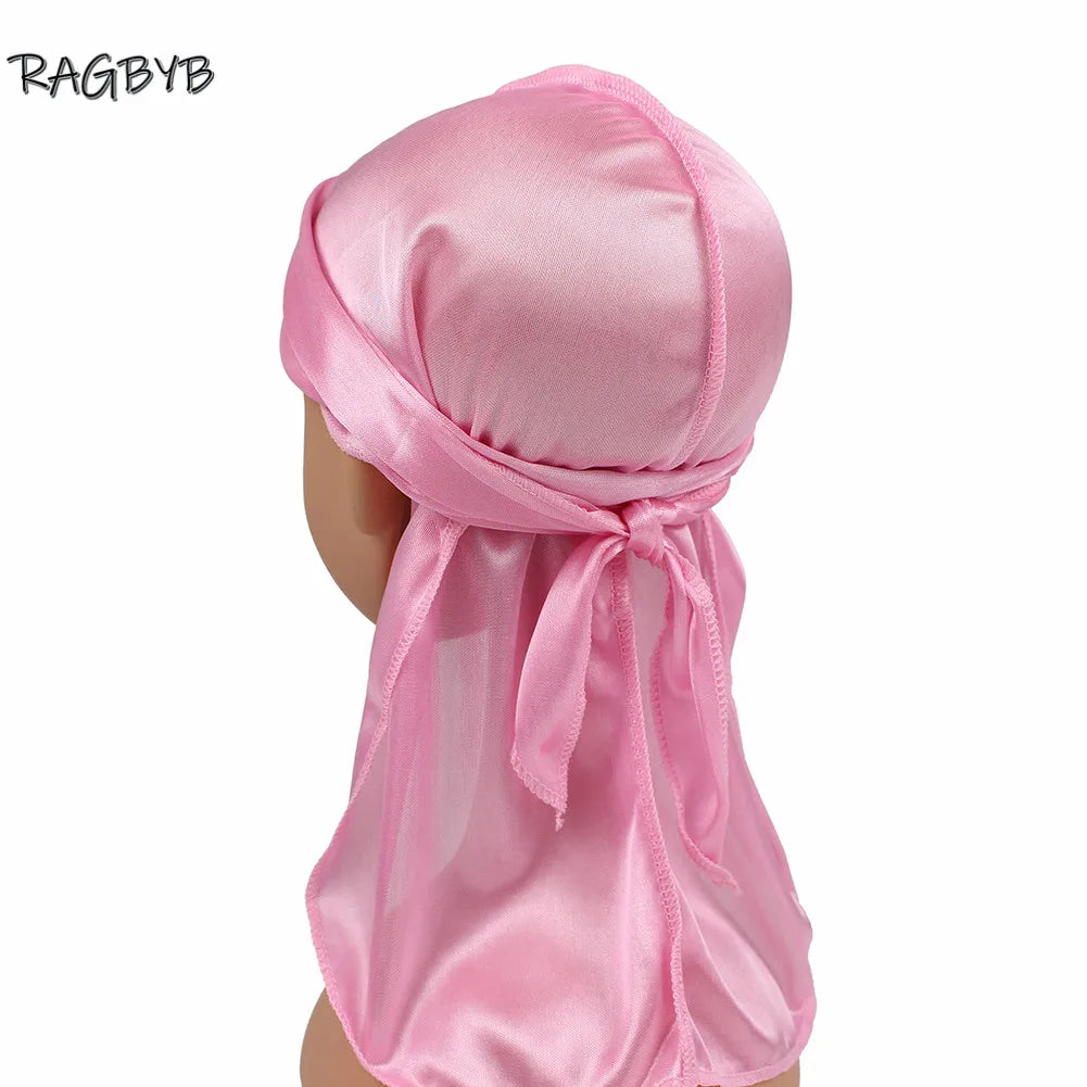 Kids Silk Durag Soft Hair Cover Protection Bandanas Child Silky Durags Boys Durag Wave Cap High Quality Children Durag