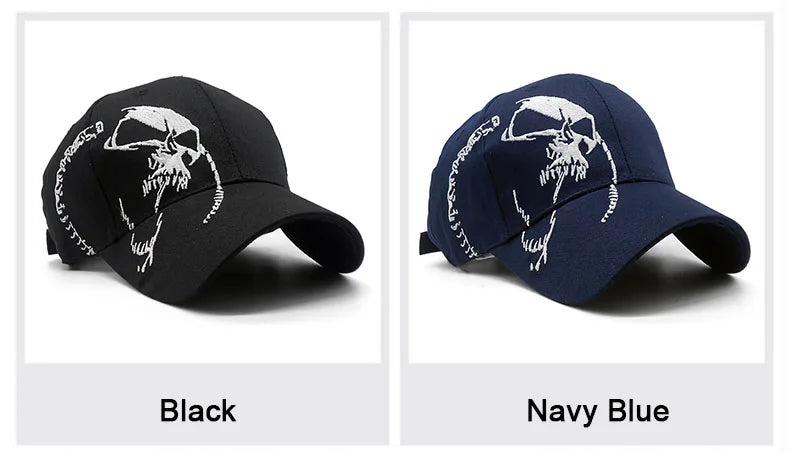 Embroidered Skull Cap For Men Cotton Sports Baseball Caps Fashion Black Pattern Women Snapback Army Male Cap Hip Hop Bone