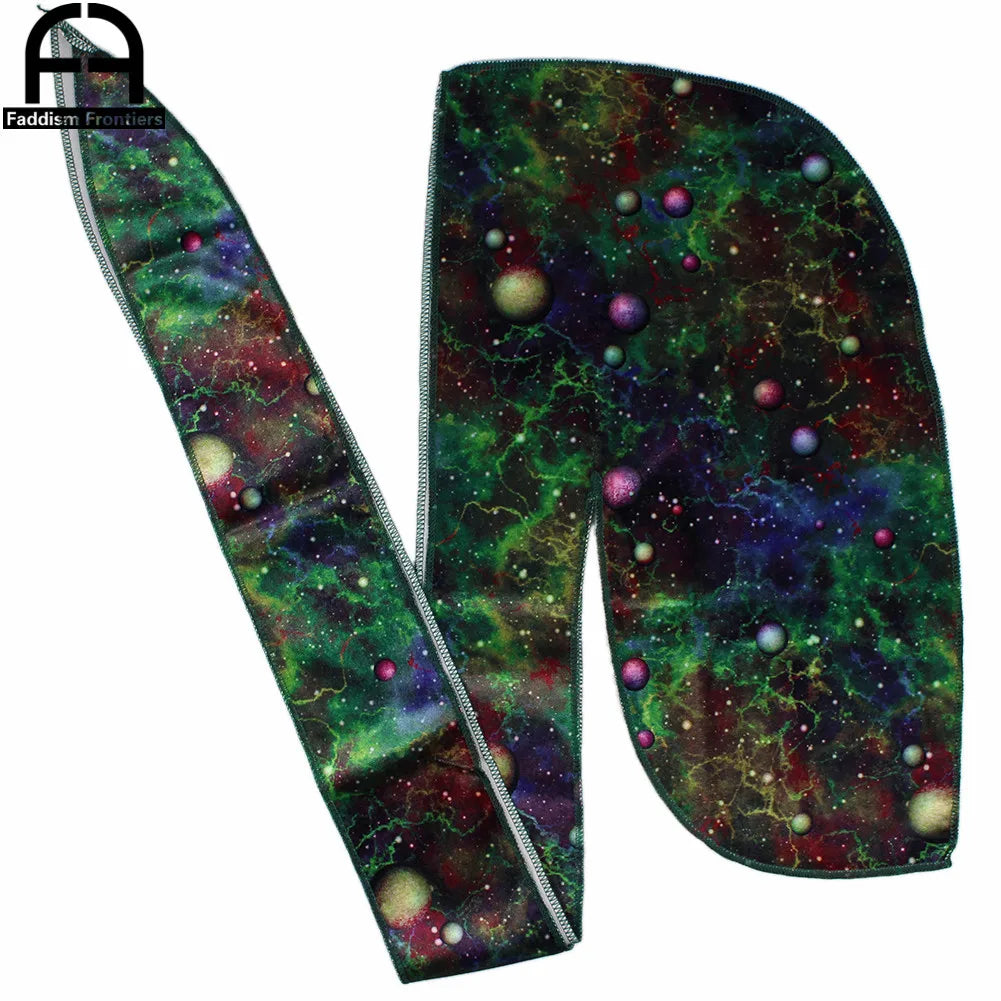 Space Printing Velvet Durag Bandanas for Men Winter Men Velvet Durags Headwrap Wave Cap Do Durag