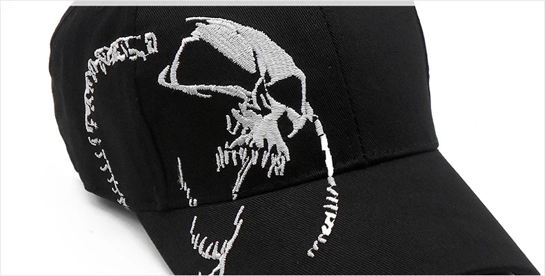 Embroidered Skull Cap For Men Cotton Sports Baseball Caps Fashion Black Pattern Women Snapback Army Male Cap Hip Hop Bone