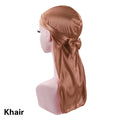 Satin Durag Turban Hat Wigs Durag Biker Headwrap Pirate Hat Cap For Men Hair Accessories Long Tail Straps Bandanas 1Pcs
