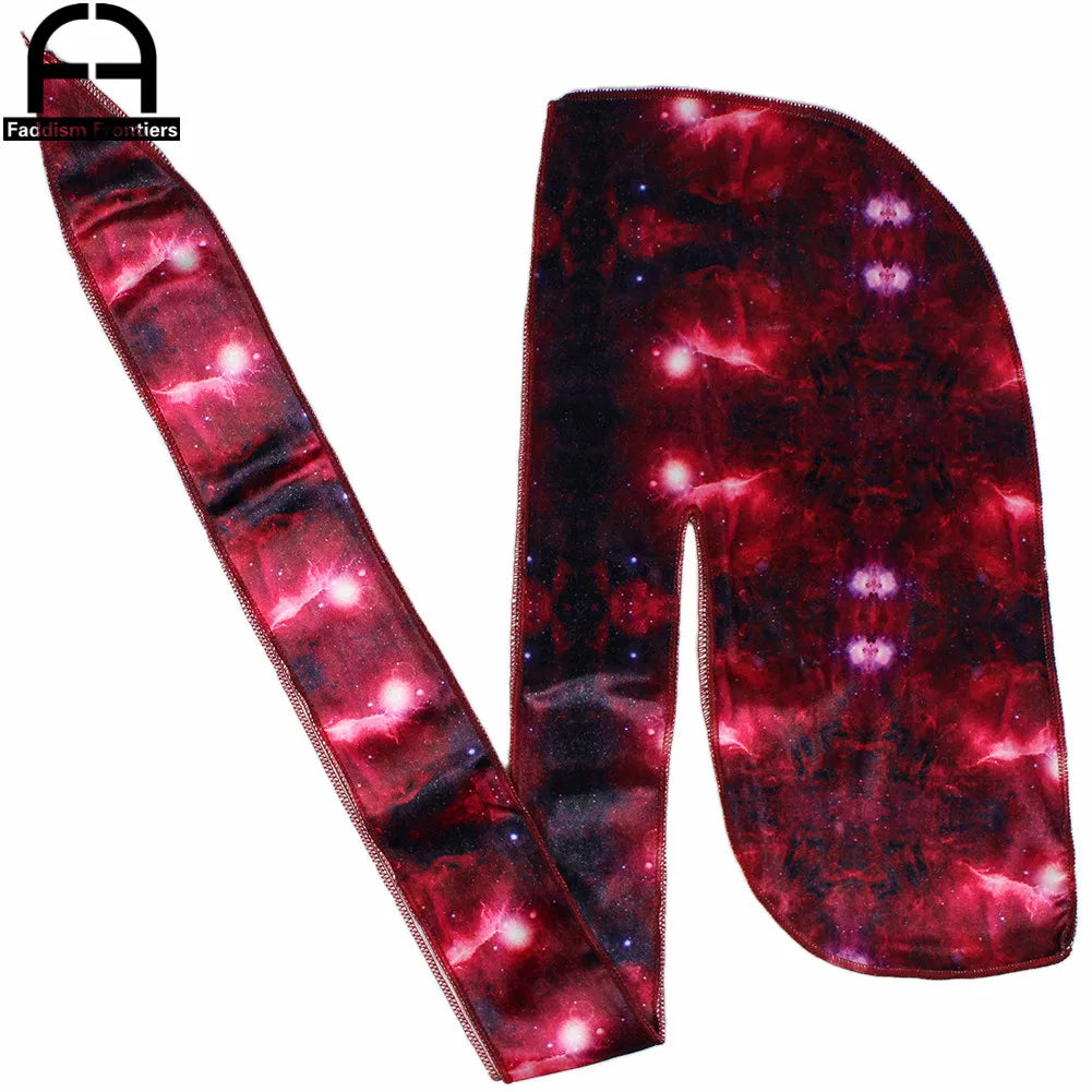 Space Printing Velvet Durag Bandanas for Men Winter Men Velvet Durags Headwrap Wave Cap Do Durag