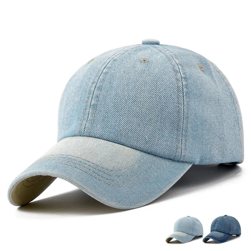 Unisex Solid  Denim Baseball Cap Blank Washed  Jean Hat Casquette Adjustable Snapback Hats Caps For Men And Women