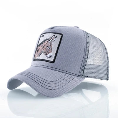TQMSMY Men Summer Cotton Embroidery Animal Baseball Cap for Women Mesh Donkey Trucker Cap Hats For Men Gorras Casual Caps TDLV