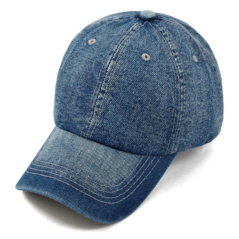 Unisex Solid  Denim Baseball Cap Blank Washed  Jean Hat Casquette Adjustable Snapback Hats Caps For Men And Women