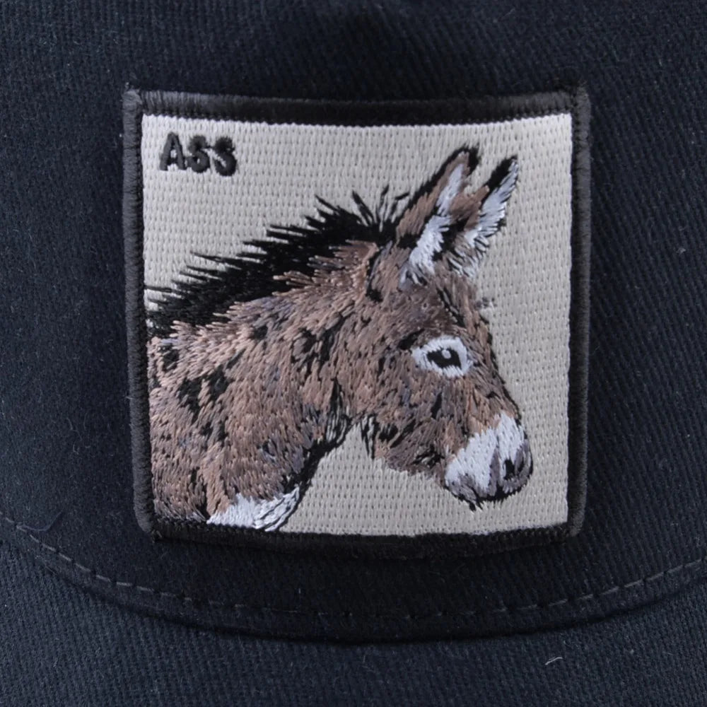 TQMSMY Men Summer Cotton Embroidery Animal Baseball Cap for Women Mesh Donkey Trucker Cap Hats For Men Gorras Casual Caps TDLV