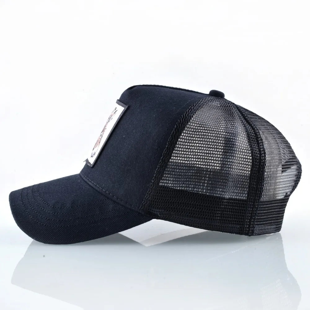 TQMSMY Men Summer Cotton Embroidery Animal Baseball Cap for Women Mesh Donkey Trucker Cap Hats For Men Gorras Casual Caps TDLV