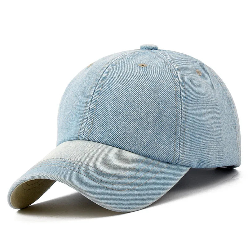 Unisex Solid  Denim Baseball Cap Blank Washed  Jean Hat Casquette Adjustable Snapback Hats Caps For Men And Women