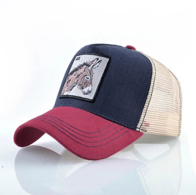 TQMSMY Men Summer Cotton Embroidery Animal Baseball Cap for Women Mesh Donkey Trucker Cap Hats For Men Gorras Casual Caps TDLV