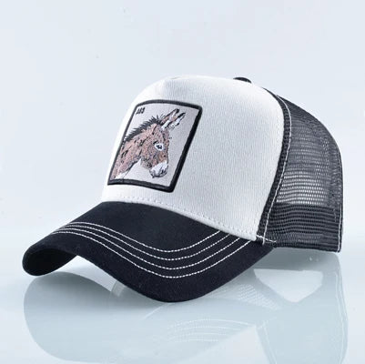 TQMSMY Men Summer Cotton Embroidery Animal Baseball Cap for Women Mesh Donkey Trucker Cap Hats For Men Gorras Casual Caps TDLV