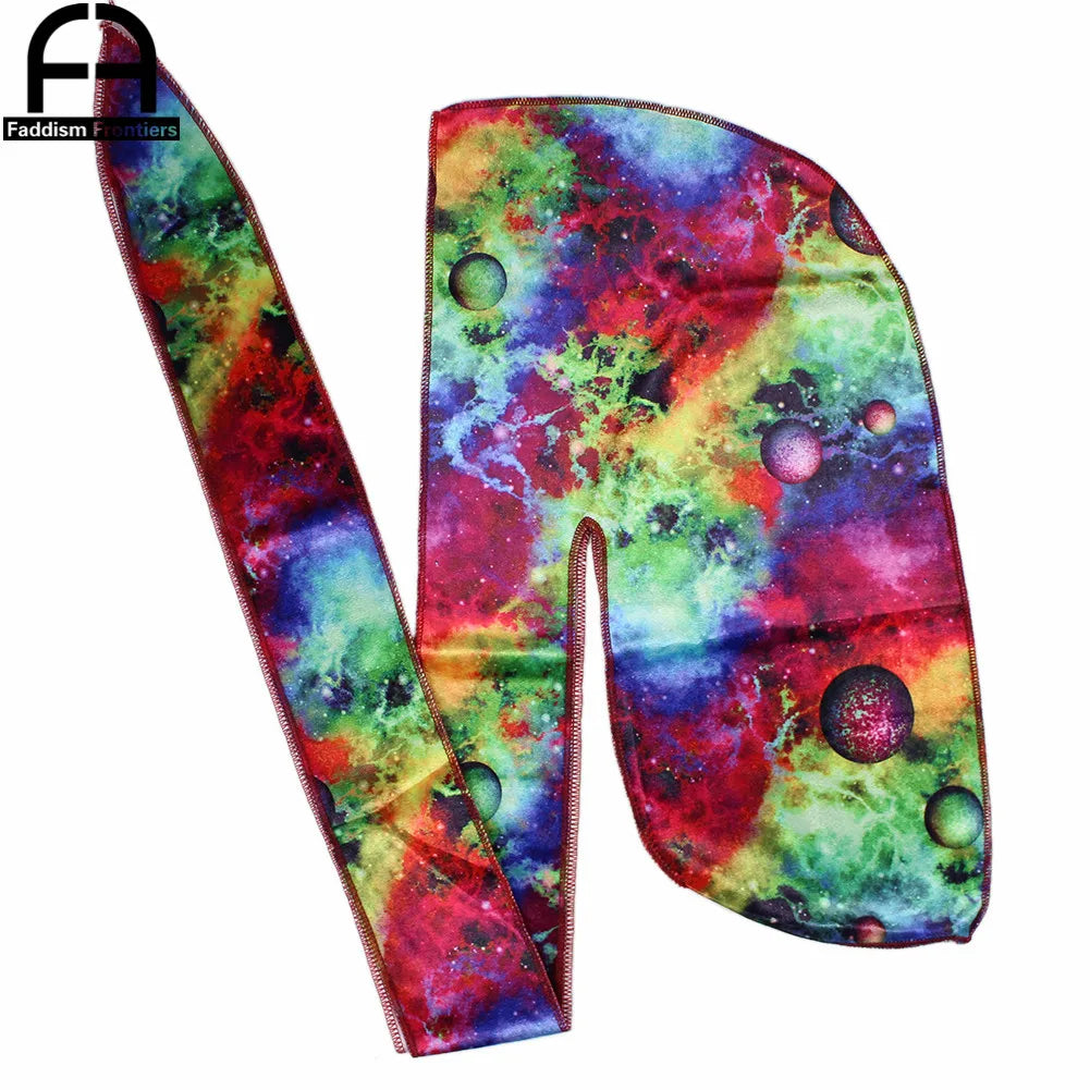 Space Printing Velvet Durag Bandanas for Men Winter Men Velvet Durags Headwrap Wave Cap Do Durag