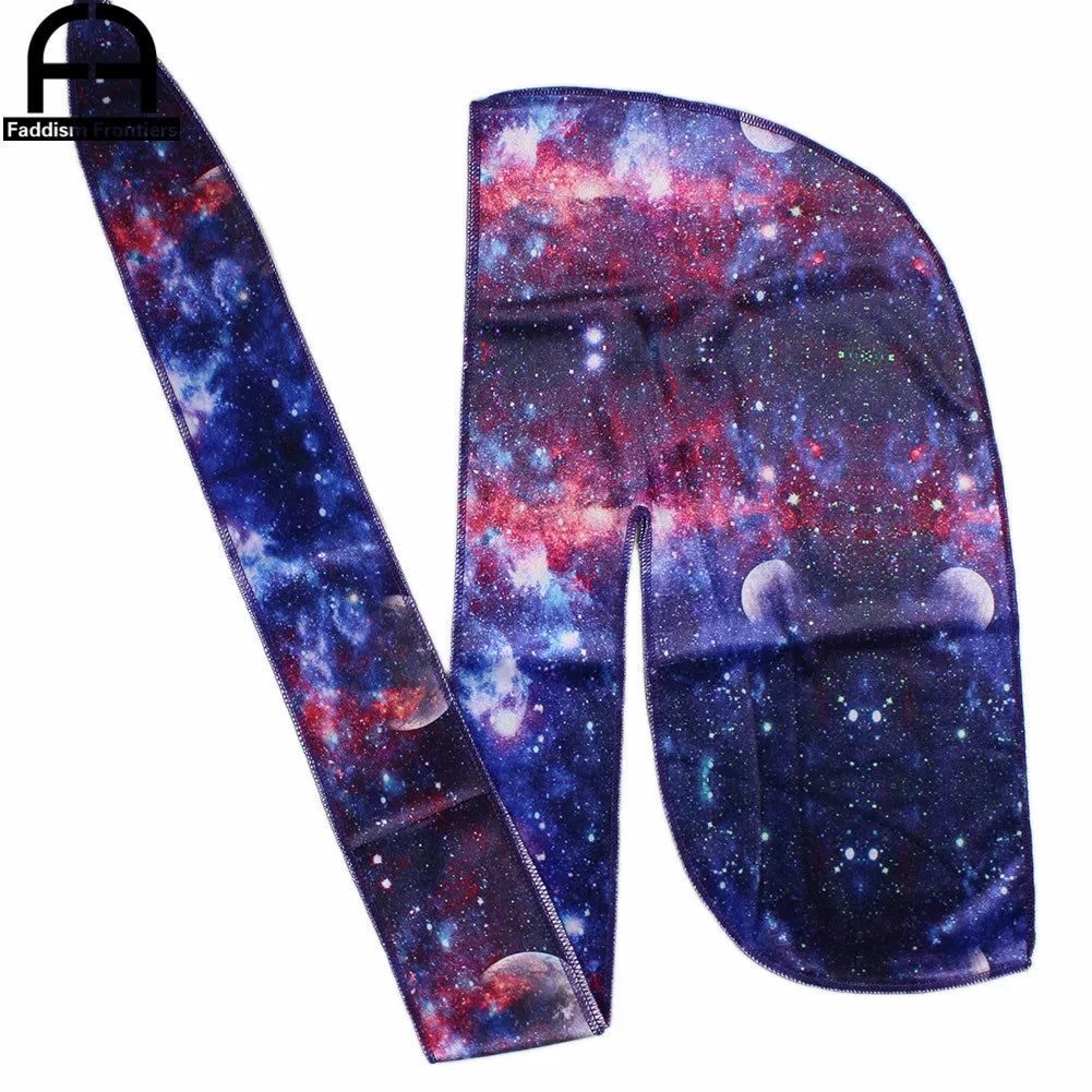 Space Printing Velvet Durag Bandanas for Men Winter Men Velvet Durags Headwrap Wave Cap Do Durag