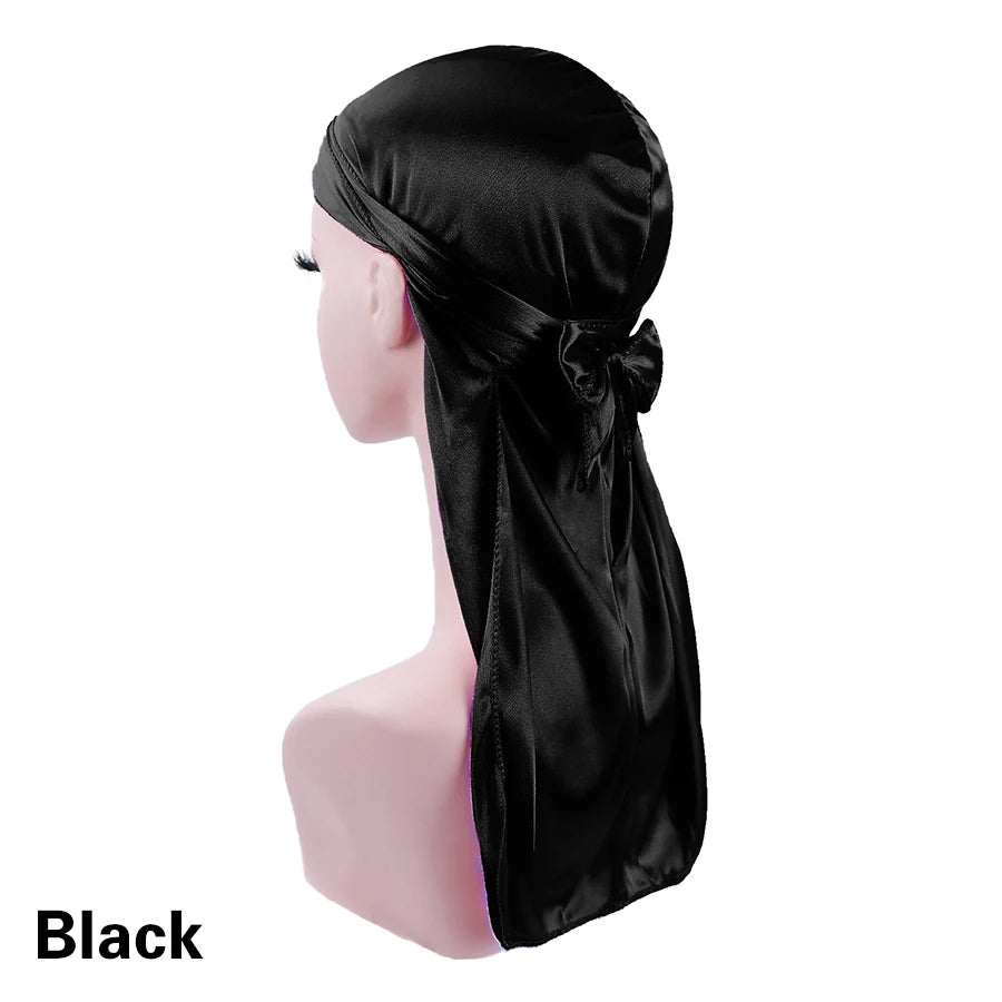 Long Silk Satin Durag Turban Hat Breathable Turban Hat Wigs Durag Pirate Headwrap Chemo Cap Pirate Hat Men Hair Accessories
