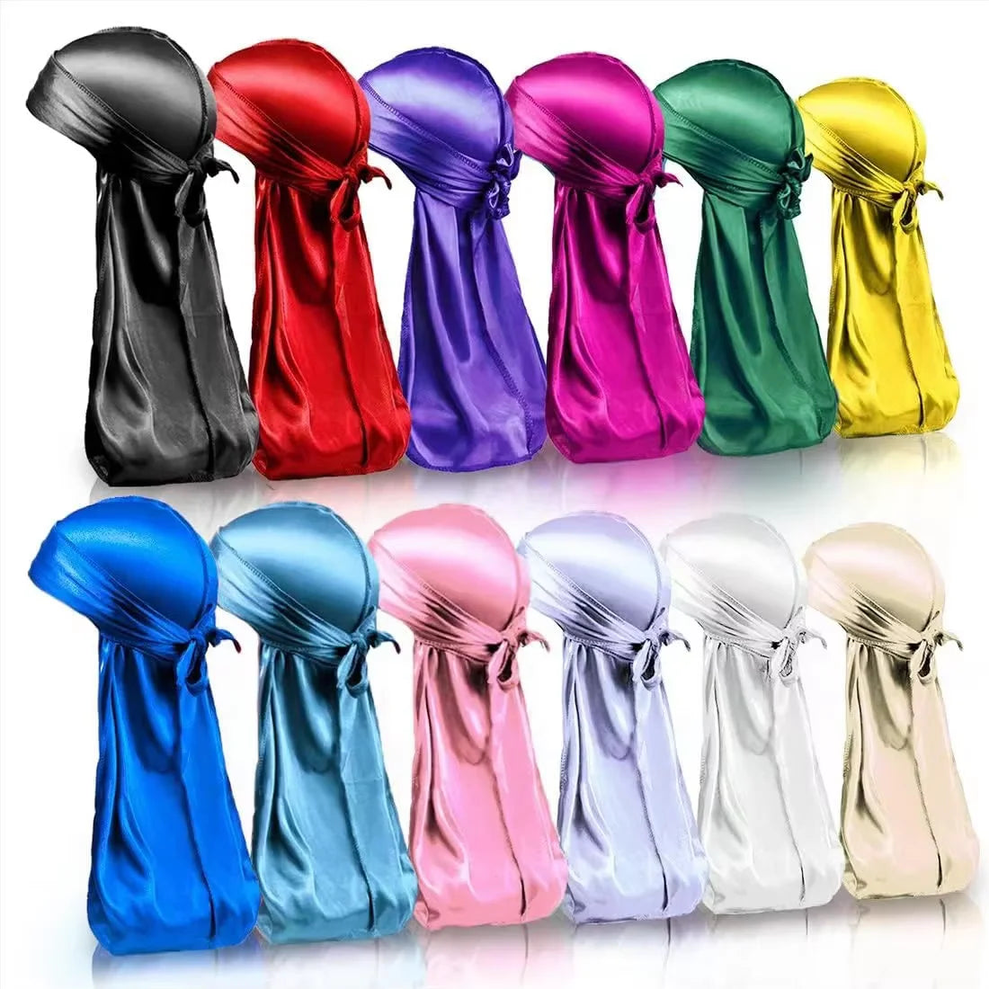 Unisex Long Silky Durag Pirate Hat Durag Chemo Caps Skull Hat Turban Men Women Bandana Chemo Cap Headwrap Hiphap Head Wrap