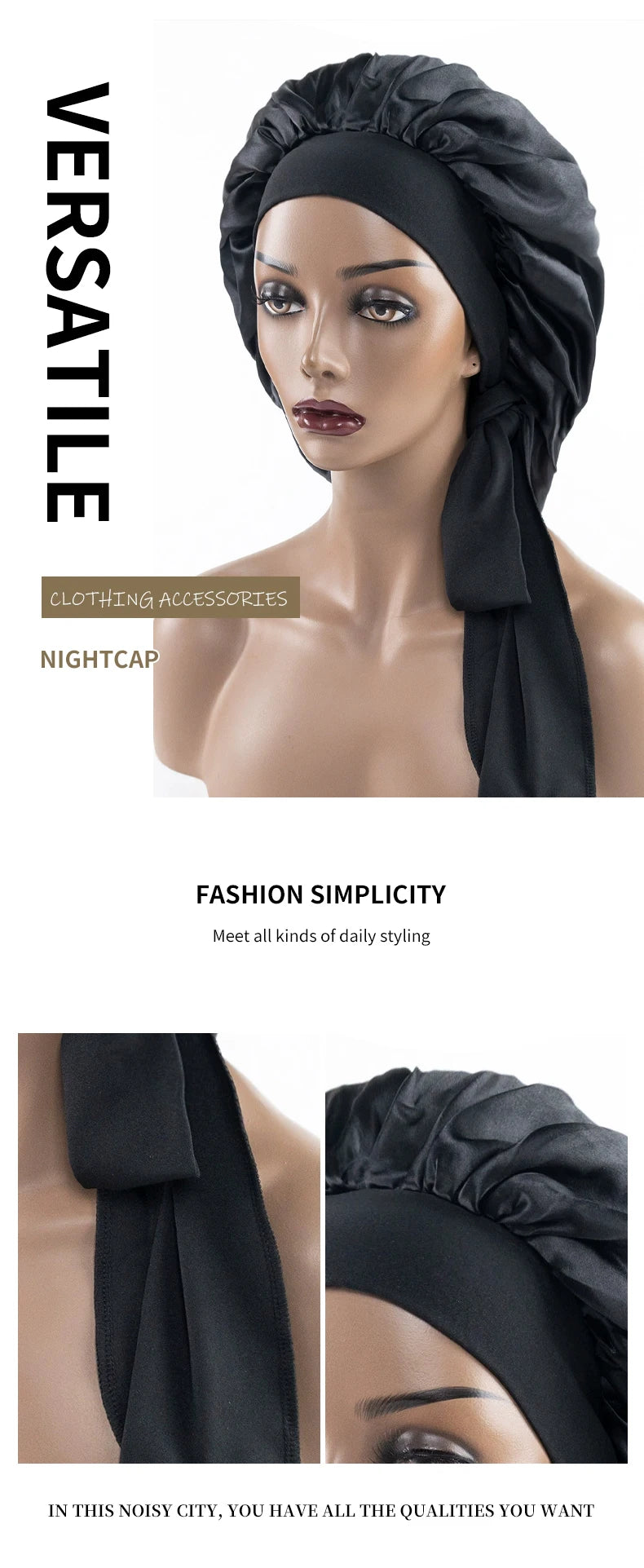 Women Hair Bonnet for Sleeping Bonnets Larger Sleeping Hat with Elastic Tie Band Adjustable for Women Curly Natural Hair