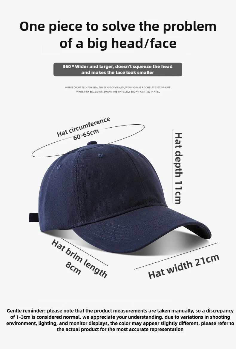 Big Size Baseball Caps Solid Color Big Head Soft Cotton Extra Large Size Women's Low Profile Golf Hats OverSize Caps For Men